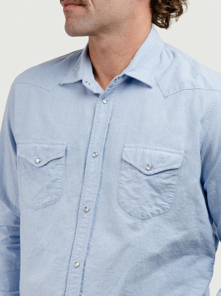 CAMICIA TEXAS IN FLANELLA DI COTONE DENIM CHIARO