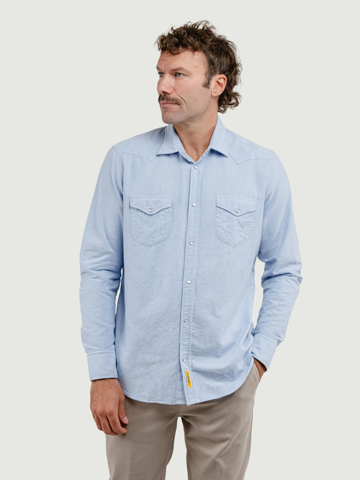 CAMICIA TEXAS IN FLANELLA DI COTONE DENIM CHIARO