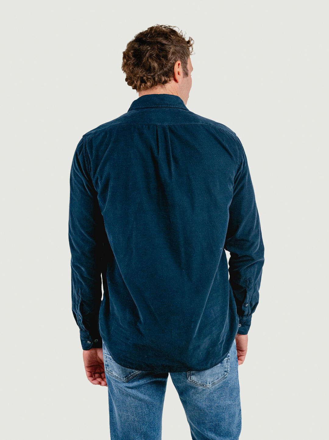 CAMICIA VELLUTO A COSTINE BLU