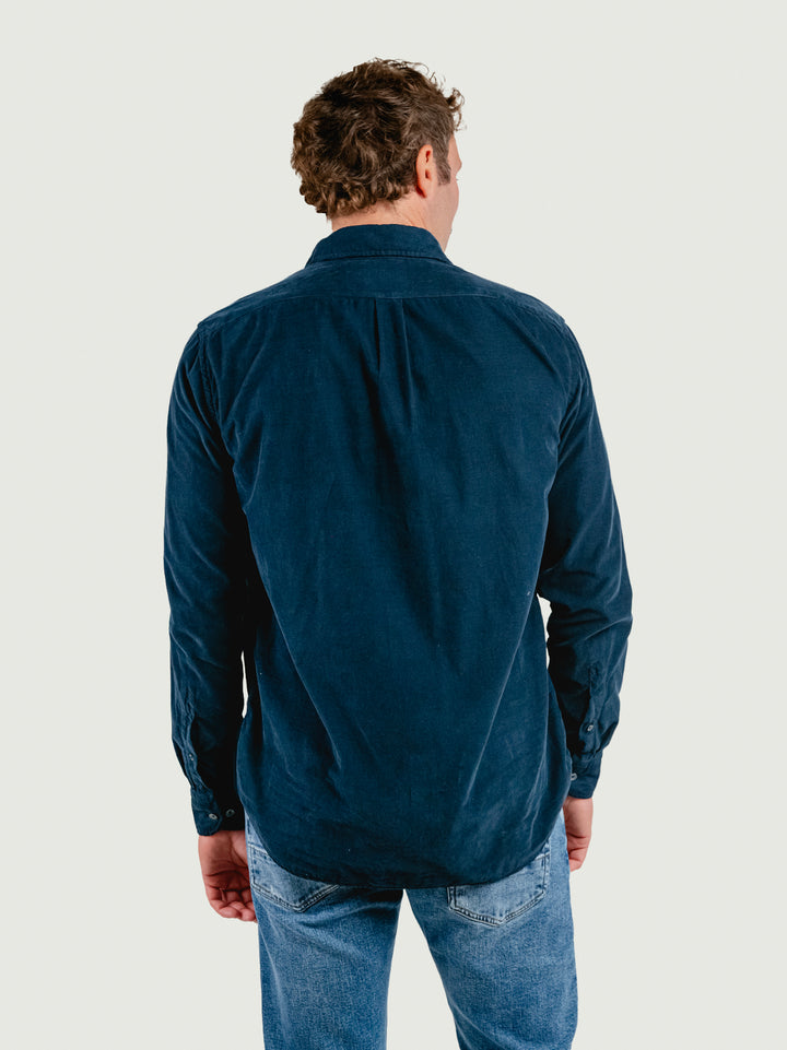 CAMICIA VELLUTO A COSTINE BLU