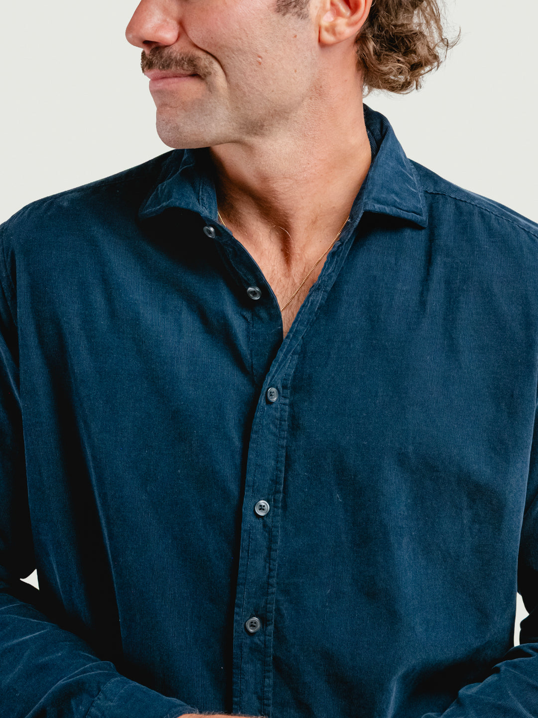 CAMICIA VELLUTO A COSTINE BLU