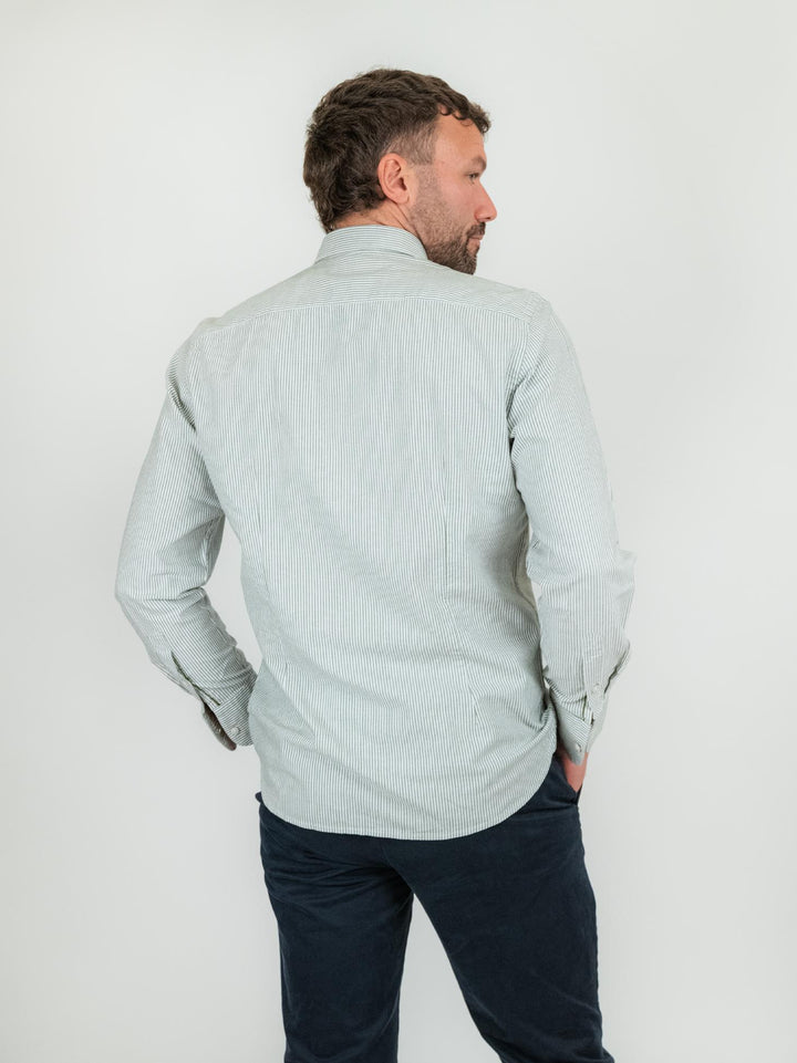 CAMICIA button down oxford rigata verde