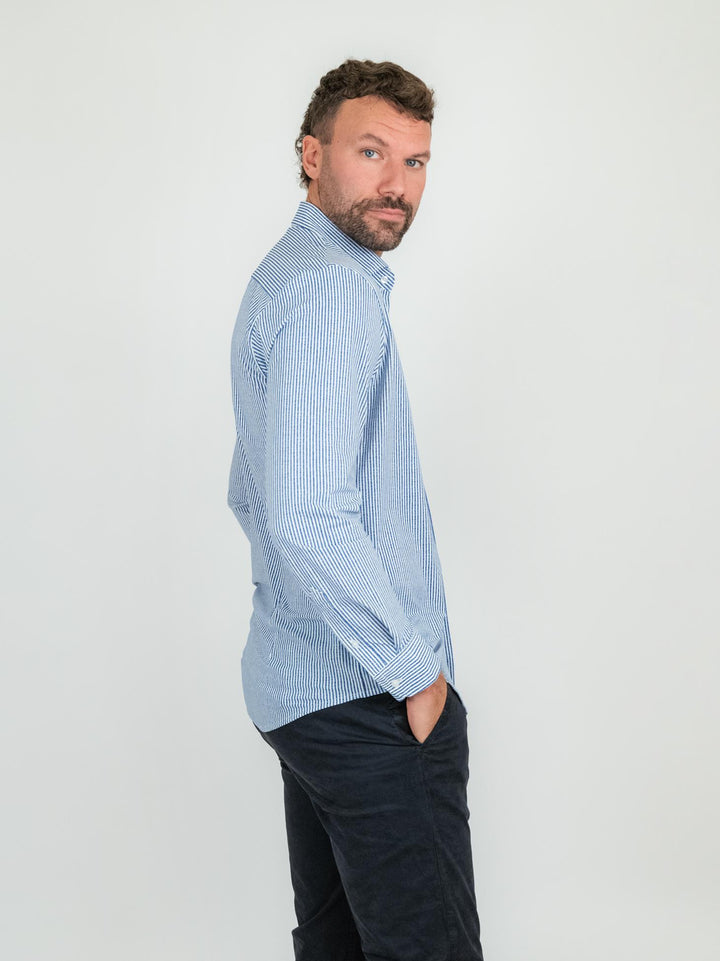 CAMICIA no stiro a righe bluette