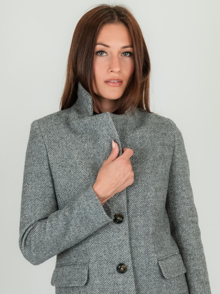 CAPPOTTO CORTO MONOPETTO GRIGIO SPIGATO
