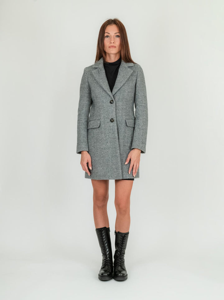 CAPPOTTO CORTO MONOPETTO GRIGIO SPIGATO