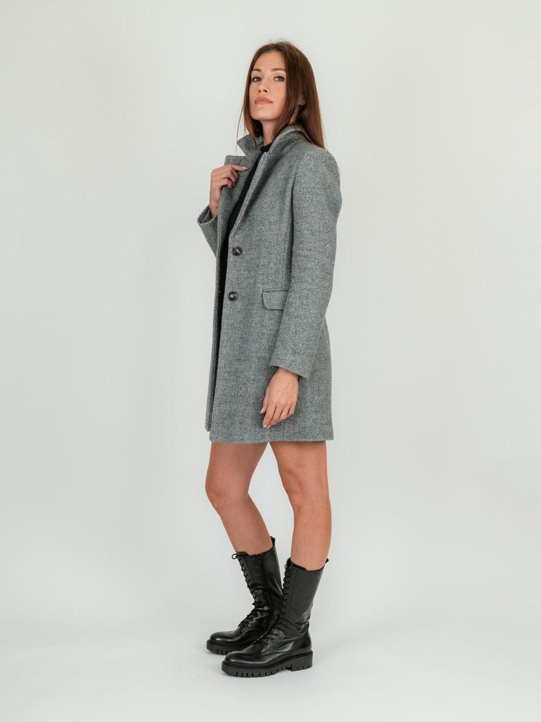 CAPPOTTO CORTO MONOPETTO GRIGIO SPIGATO