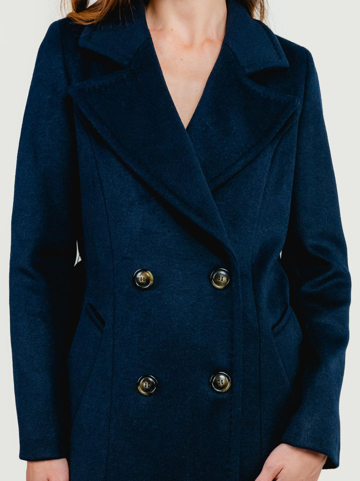 CAPPOTTO DOPPIOPETTO CON CINTURA BLU NAVY