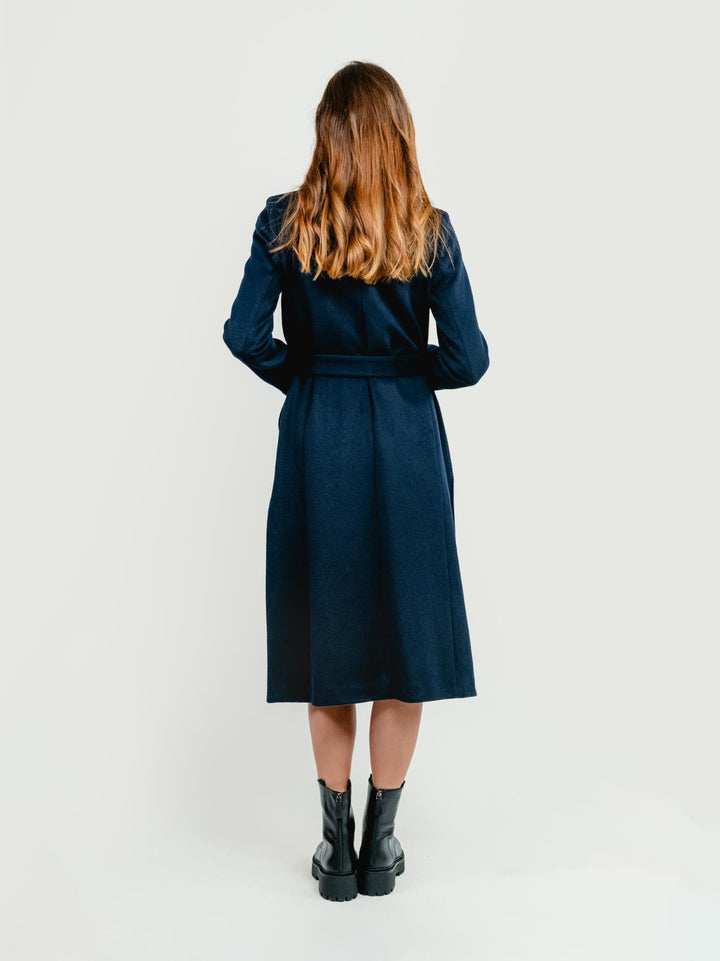 CAPPOTTO DOPPIOPETTO CON CINTURA BLU NAVY