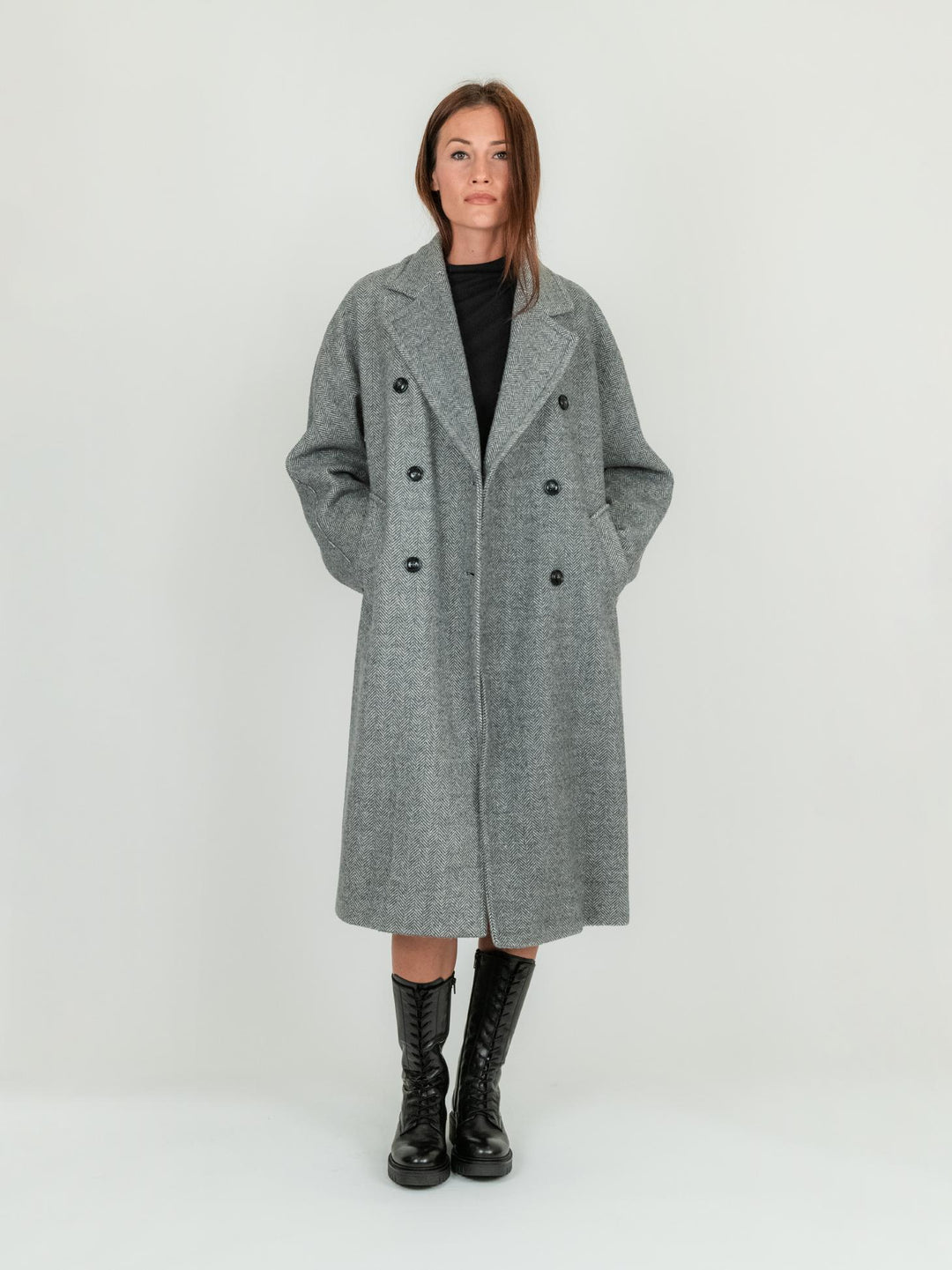 CAPPOTTO DOPPIOPETTO GRIGIO SPIGATO