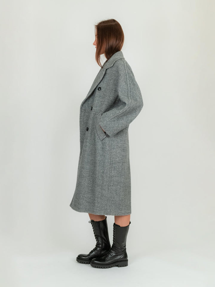 CAPPOTTO DOPPIOPETTO GRIGIO SPIGATO