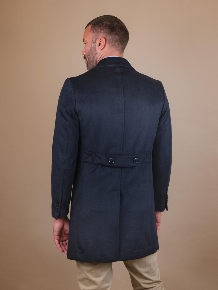 CAPPOTTO DOPPIOPETTO IN MISTO LANA BLU