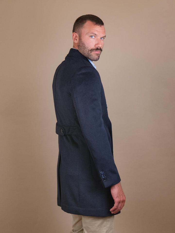 CAPPOTTO DOPPIOPETTO IN MISTO LANA BLU
