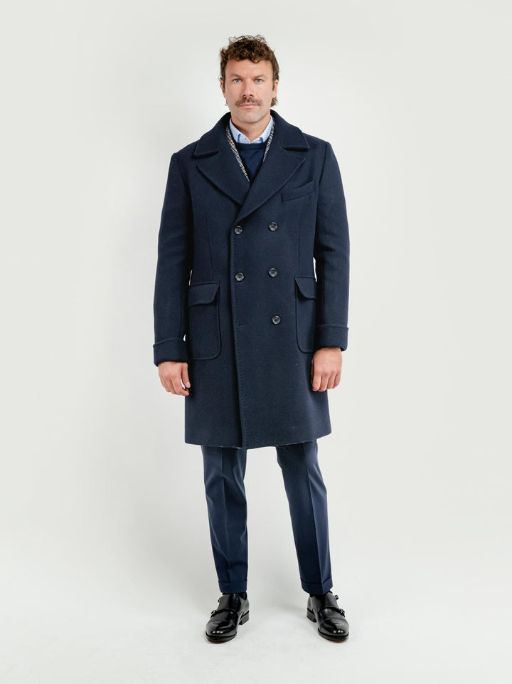 CAPPOTTO DOPPIOPETTO MISTO LANA BLU