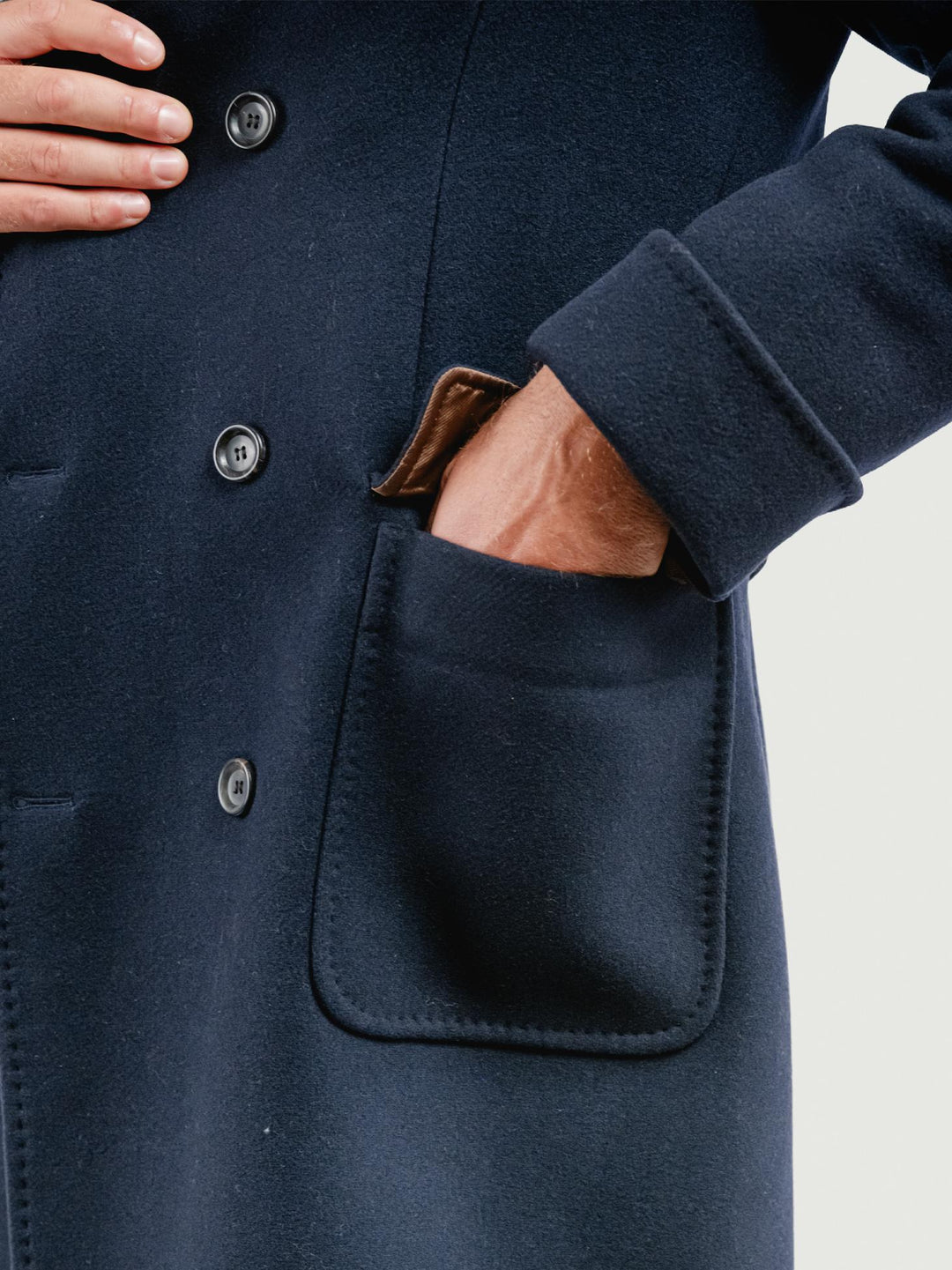 CAPPOTTO DOPPIOPETTO MISTO LANA BLU