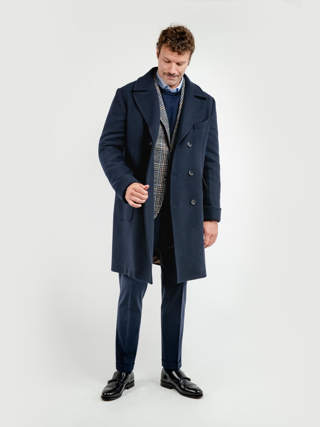 CAPPOTTO DOPPIOPETTO MISTO LANA BLU