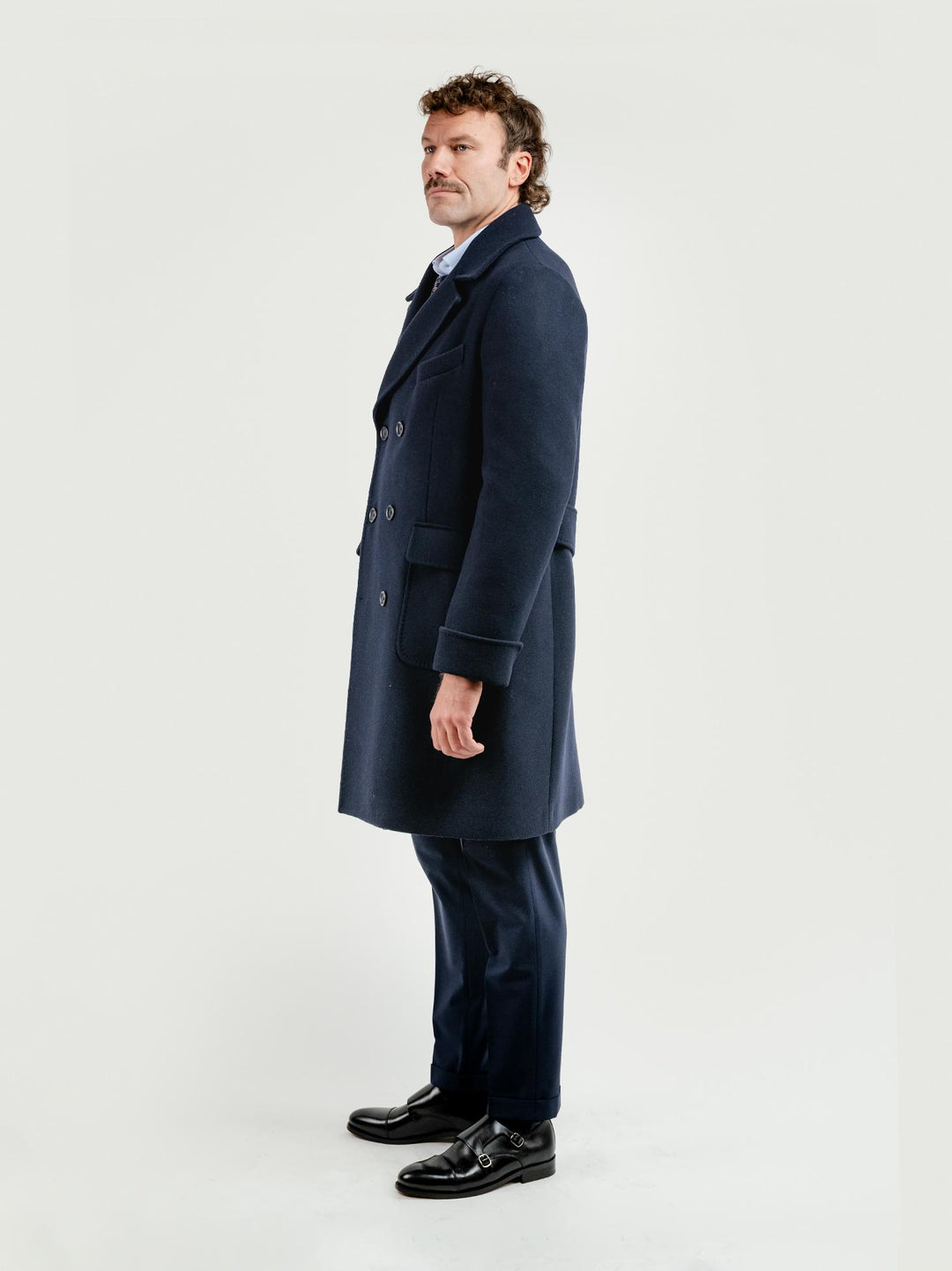 CAPPOTTO DOPPIOPETTO MISTO LANA BLU