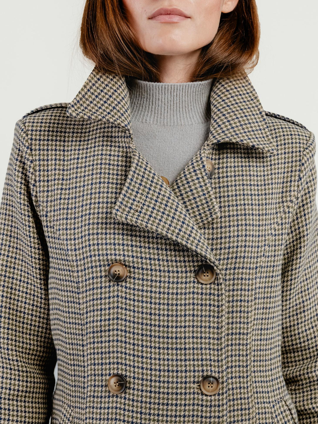 CAPPOTTO DOPPIOPETTO PIED DE POULE BEIGE