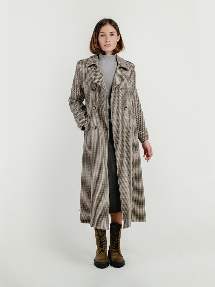 CAPPOTTO DOPPIOPETTO PIED DE POULE BEIGE