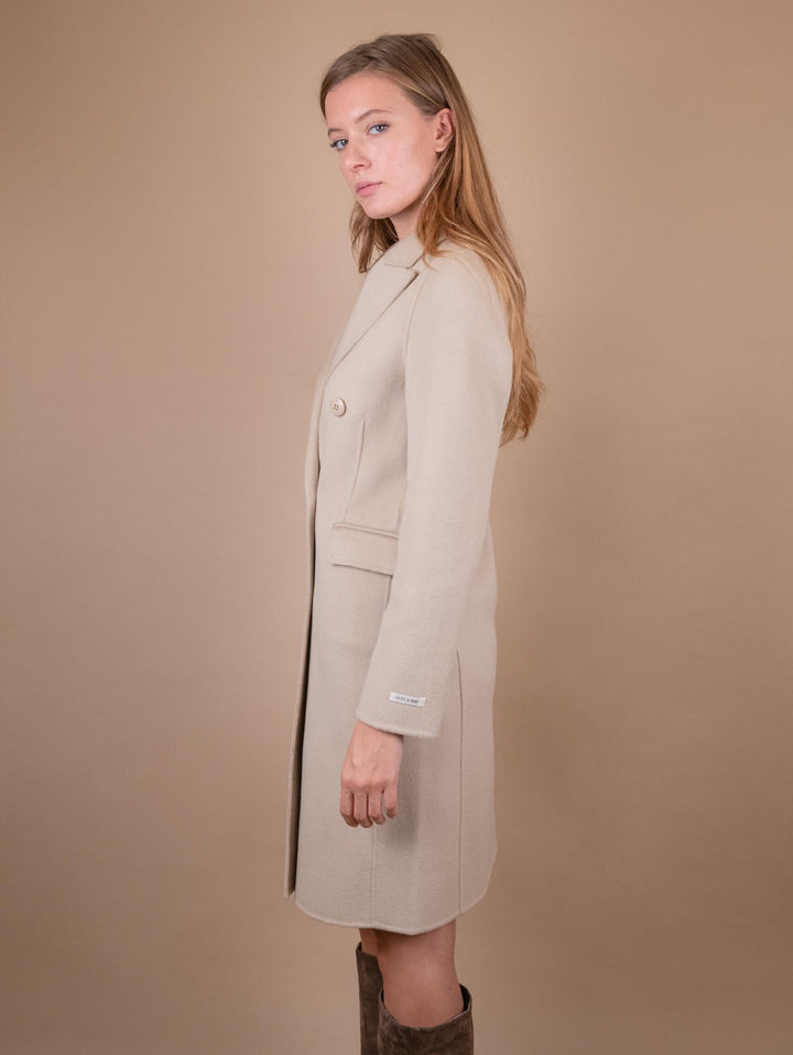 CAPPOTTO DOPPIOPETTO SFODERATO IN MISTO LANA CREMA