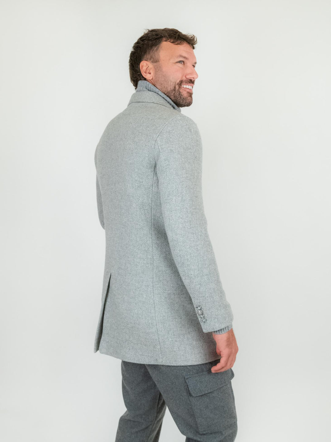 CAPPOTTO MONOPETTO GRIGIO IN LANA