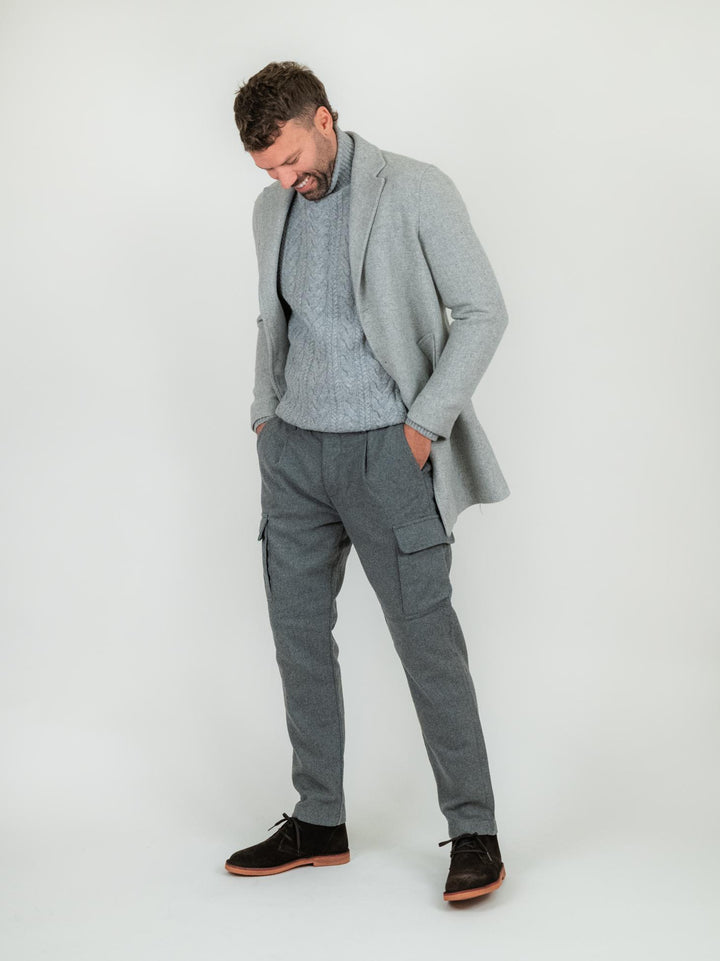 CAPPOTTO MONOPETTO GRIGIO IN LANA