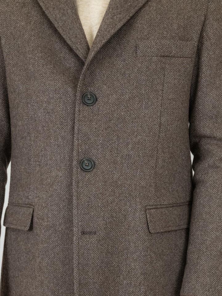 CAPPOTTO MONOPETTO IN LANA COLOR FANGO