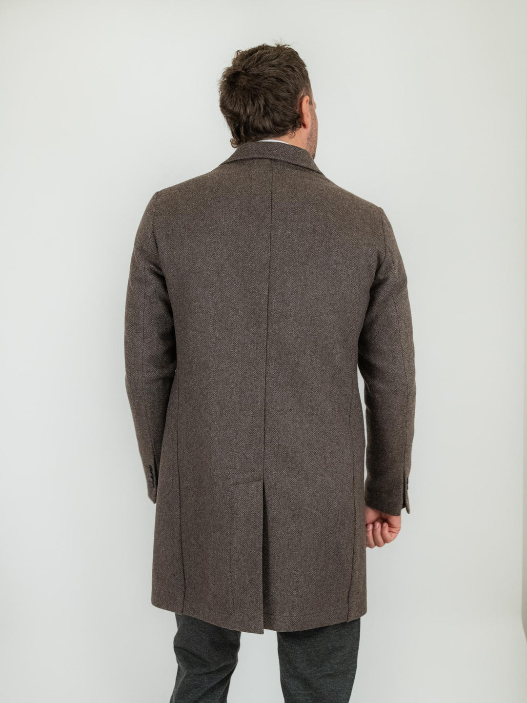 CAPPOTTO MONOPETTO IN LANA COLOR FANGO