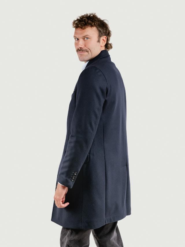 CAPPOTTO MONOPETTO MISTO CASHMERE BLU