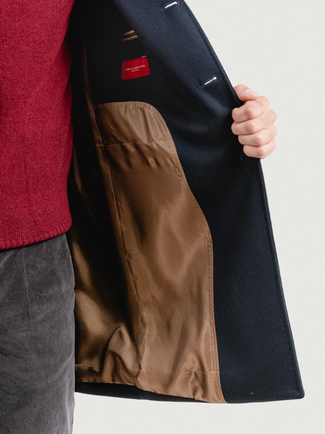 CAPPOTTO MONOPETTO MISTO CASHMERE BLU