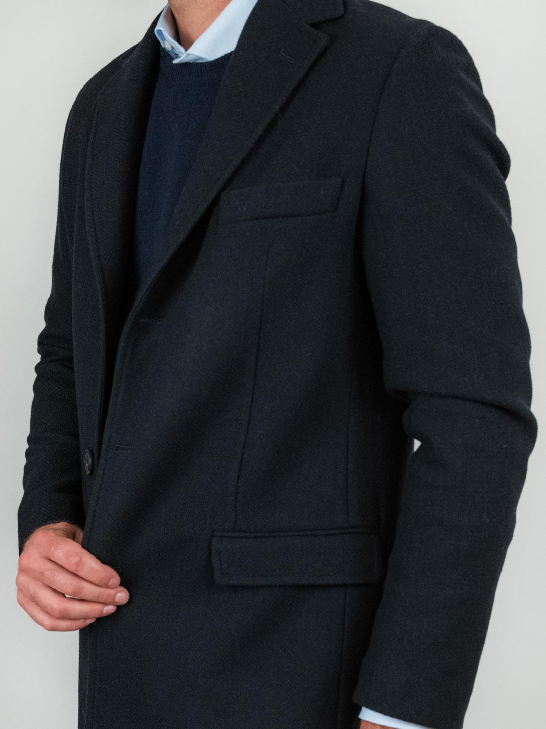 CAPPOTTO MONOPETTO in lana BLU