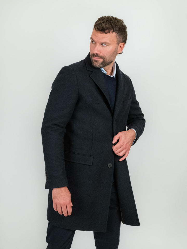 CAPPOTTO MONOPETTO in lana BLU