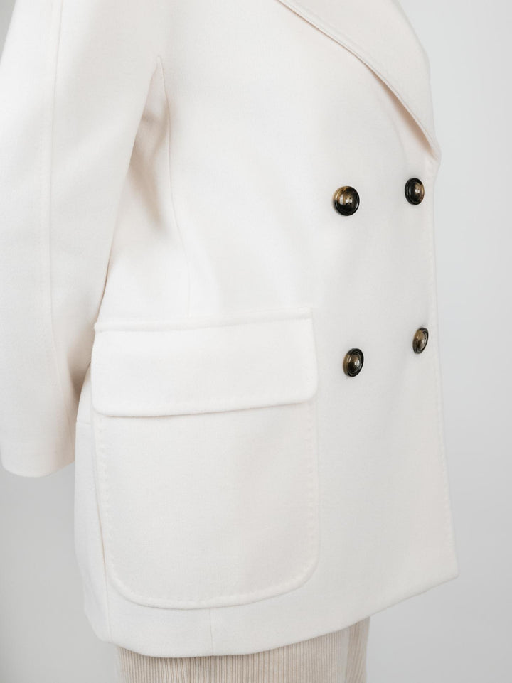 CAPPOTTO PEACOAT CON MAXI REVERS PANNA