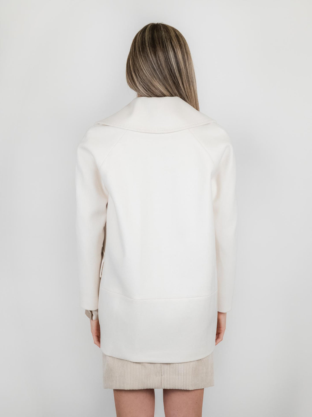 CAPPOTTO PEACOAT CON MAXI REVERS PANNA