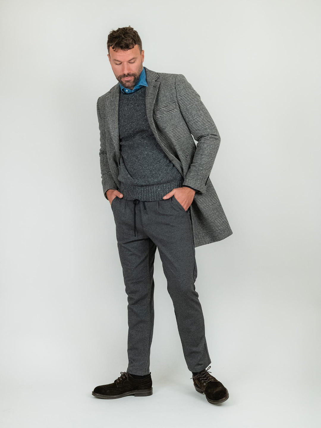 CAPPOTTO pied de poule grigio