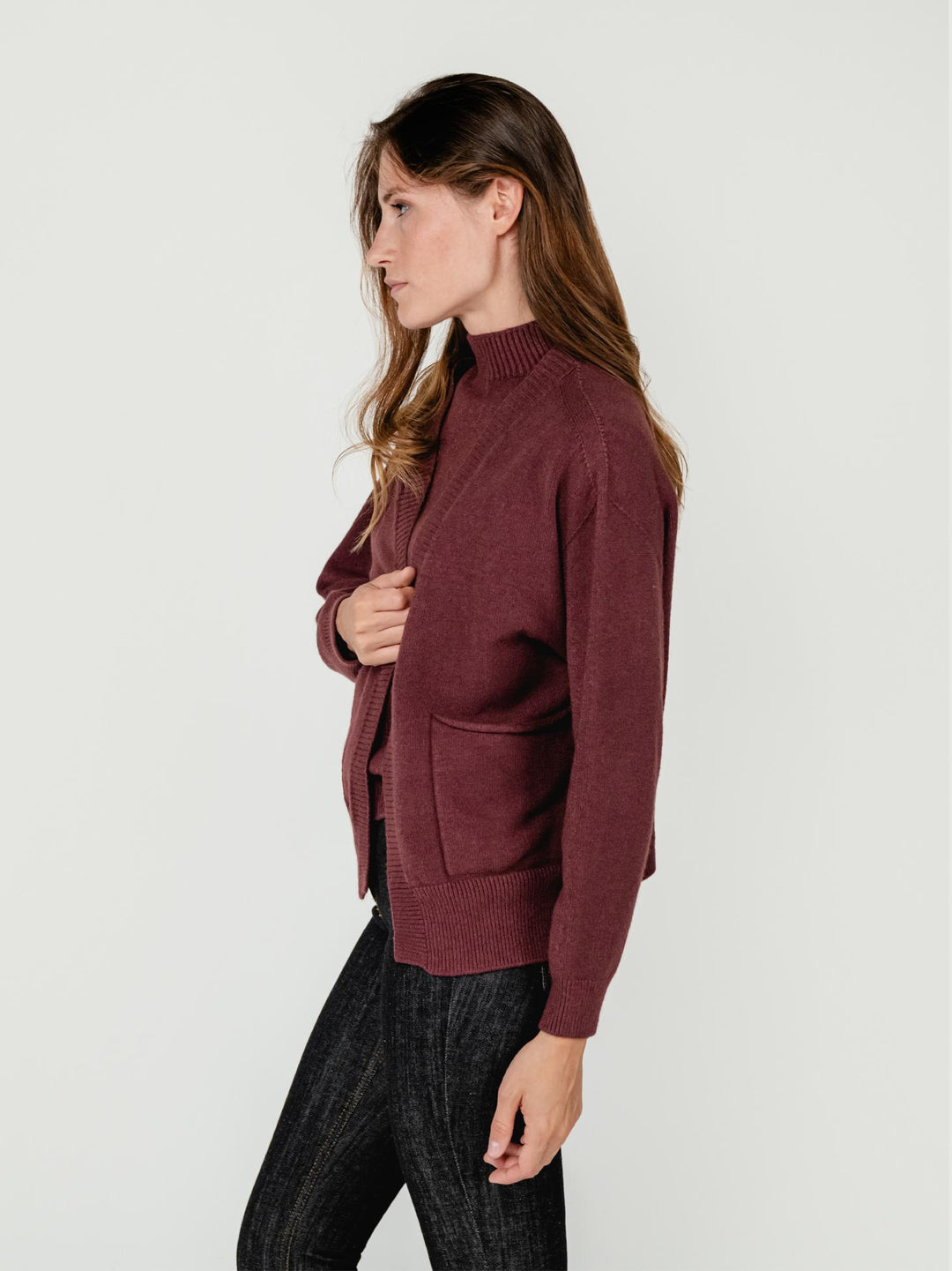 CARDIGAN APERTO BORDEAUX