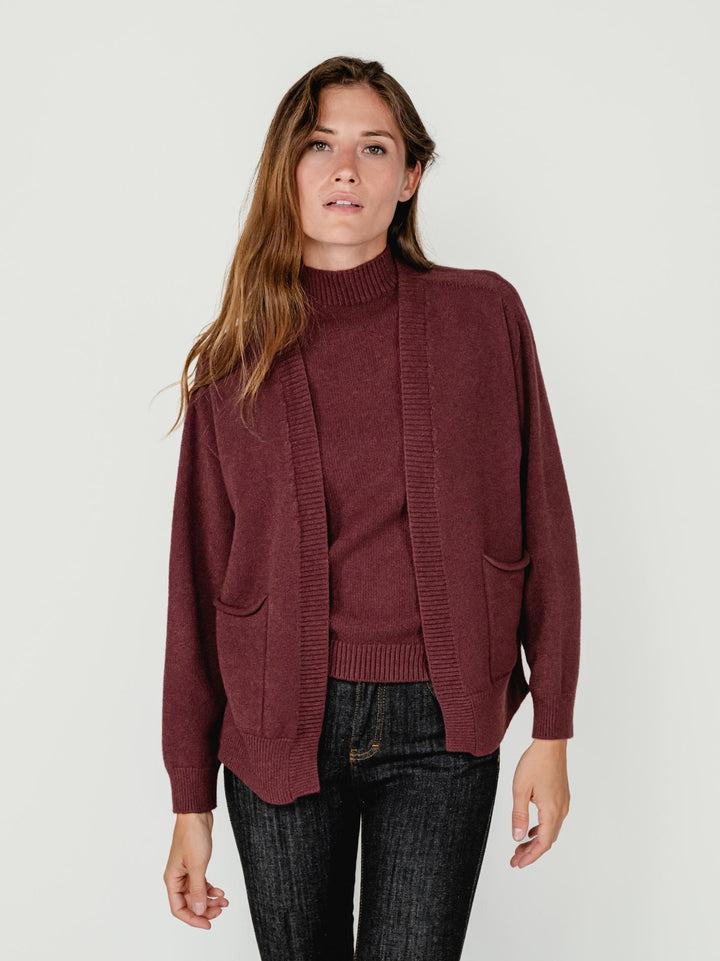 CARDIGAN APERTO BORDEAUX