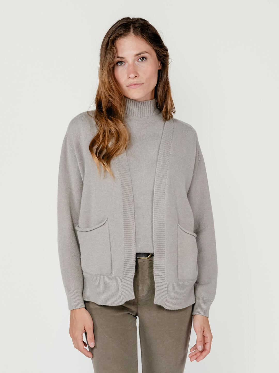 CARDIGAN APERTO COLOR TORTORA