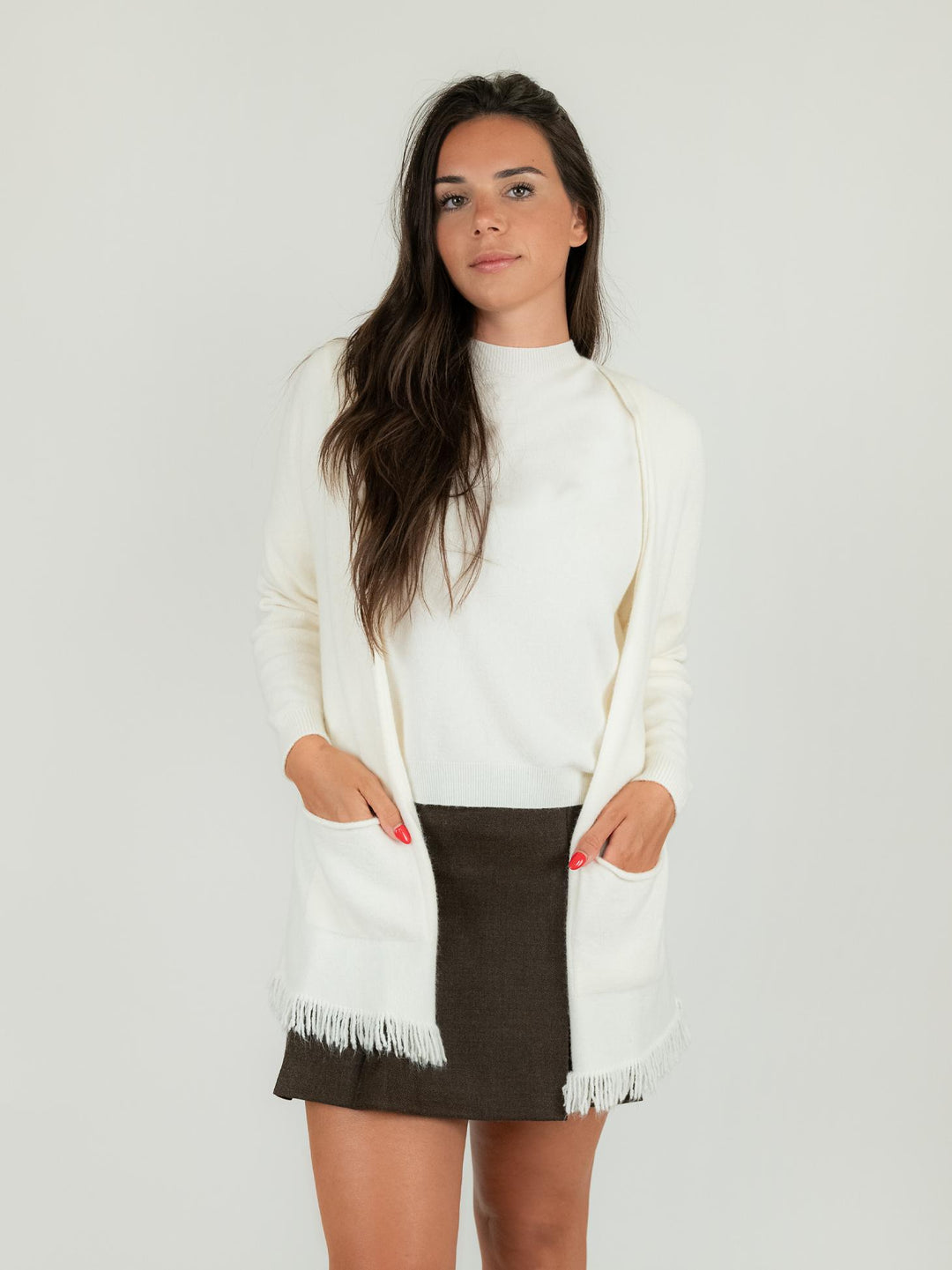 CARDIGAN CON FRANGE PANNA