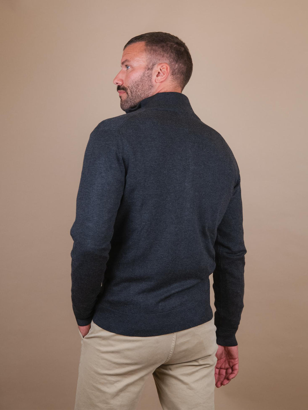 CARDIGAN CON ZIP GRIGIO