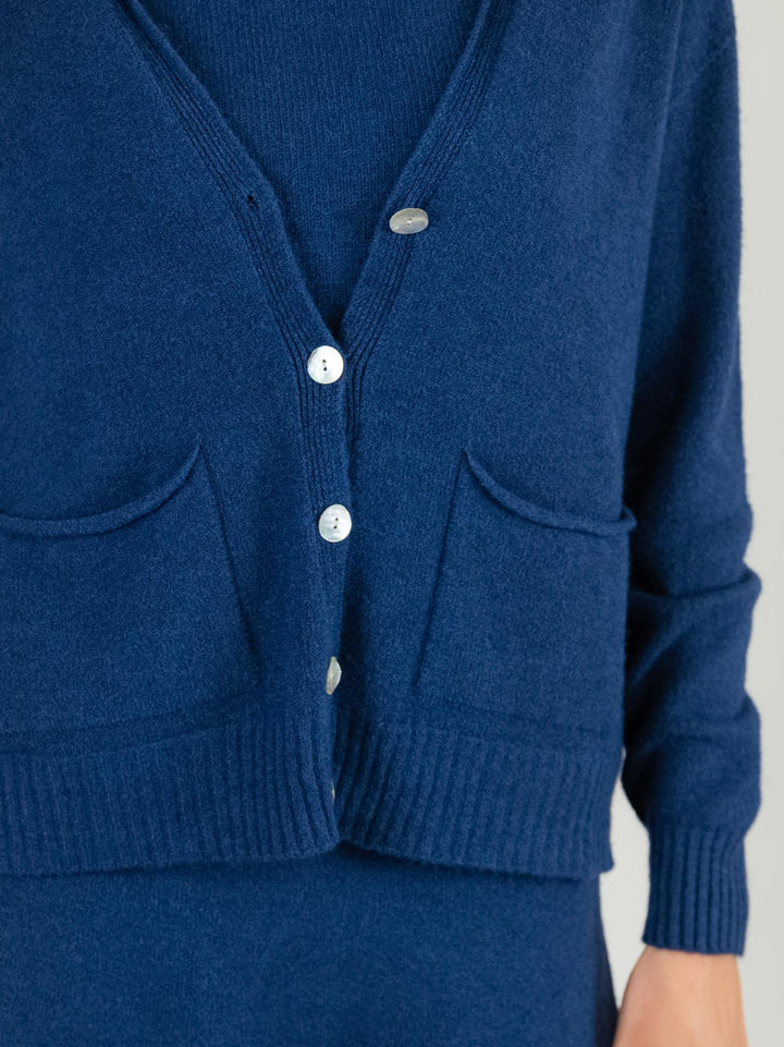 CARDIGAN CORTO IN MAGLIA BLU