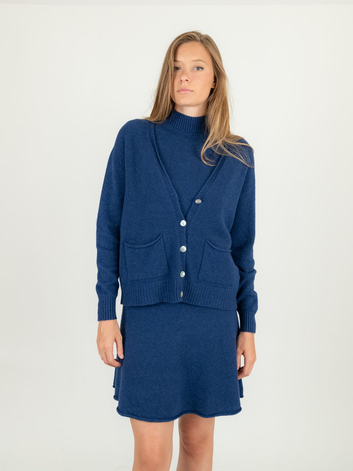 CARDIGAN CORTO IN MAGLIA BLU