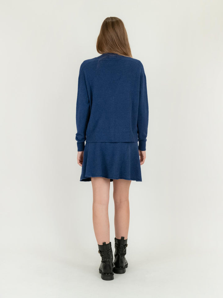 CARDIGAN CORTO IN MAGLIA BLU
