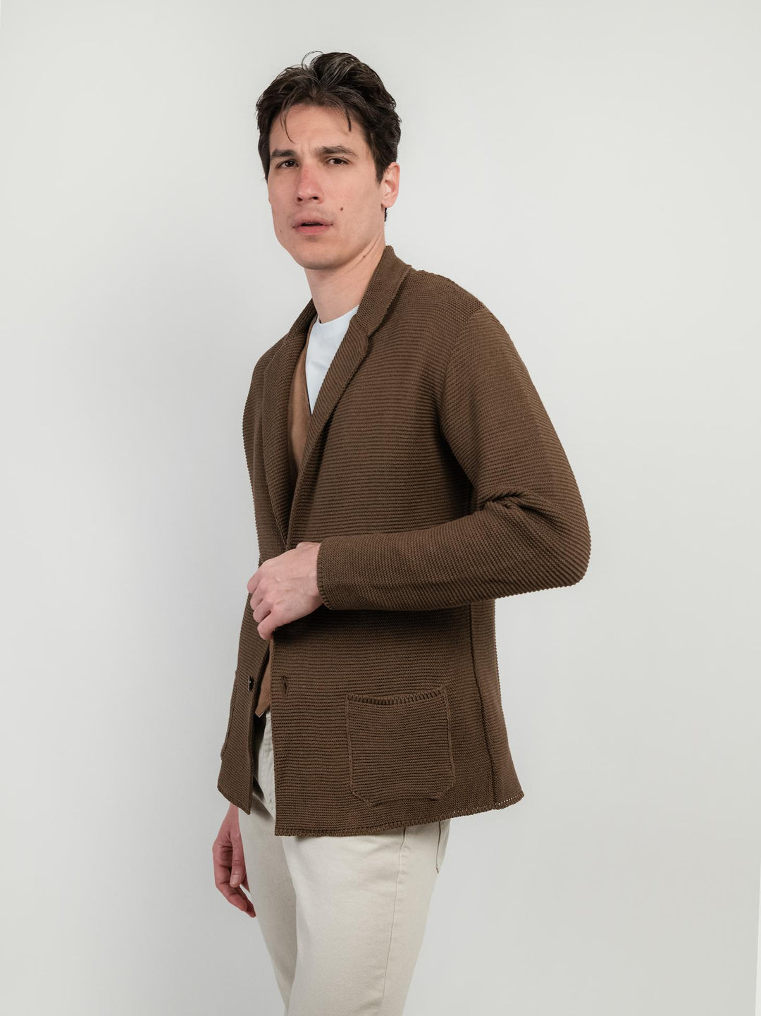 CARDIGAN IN COTONE MARRONE