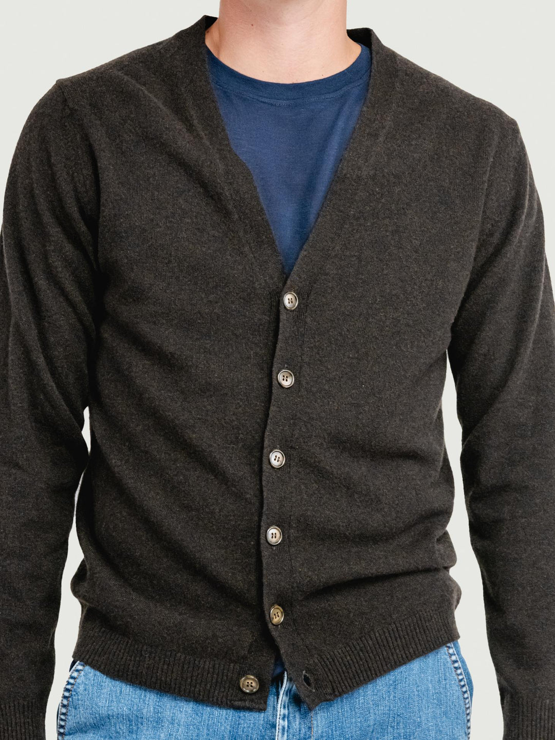 CARDIGAN IN LANA MERINO E CASHMERE TESTA MORO