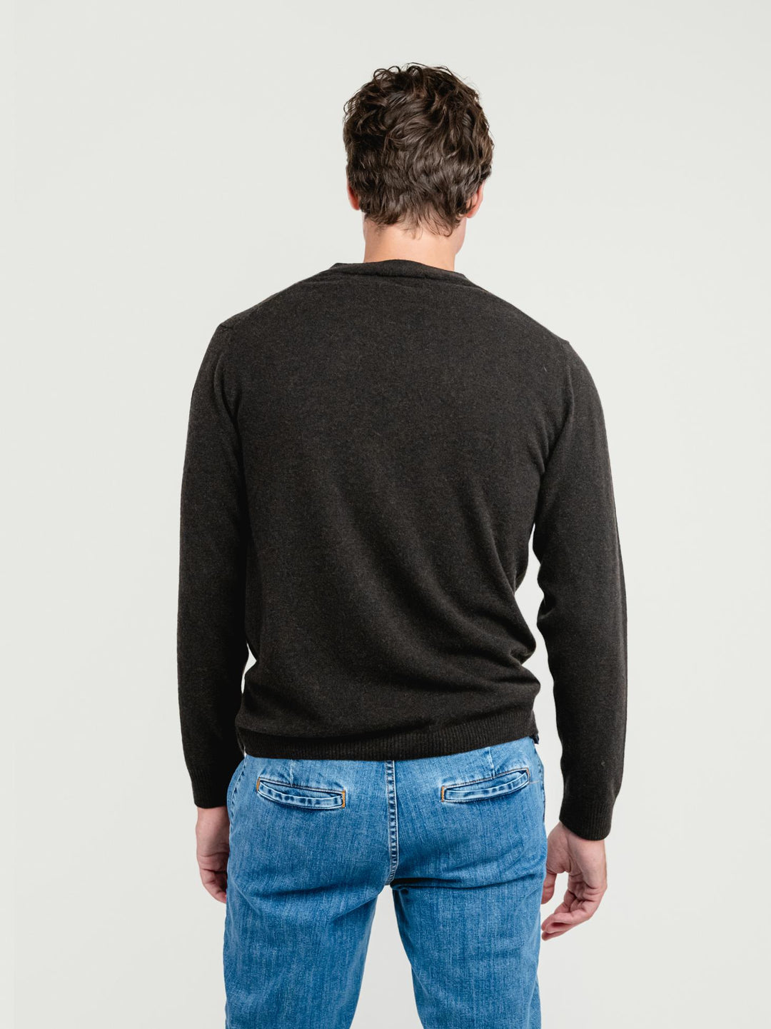 CARDIGAN IN LANA MERINO E CASHMERE TESTA MORO