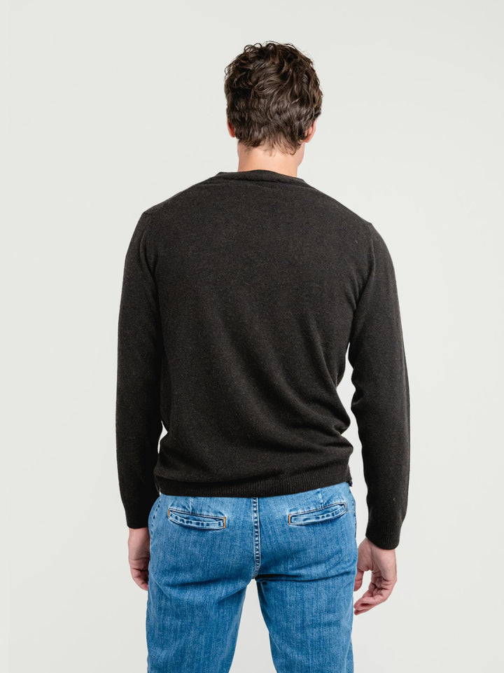 CARDIGAN IN LANA MERINO E CASHMERE TESTA MORO