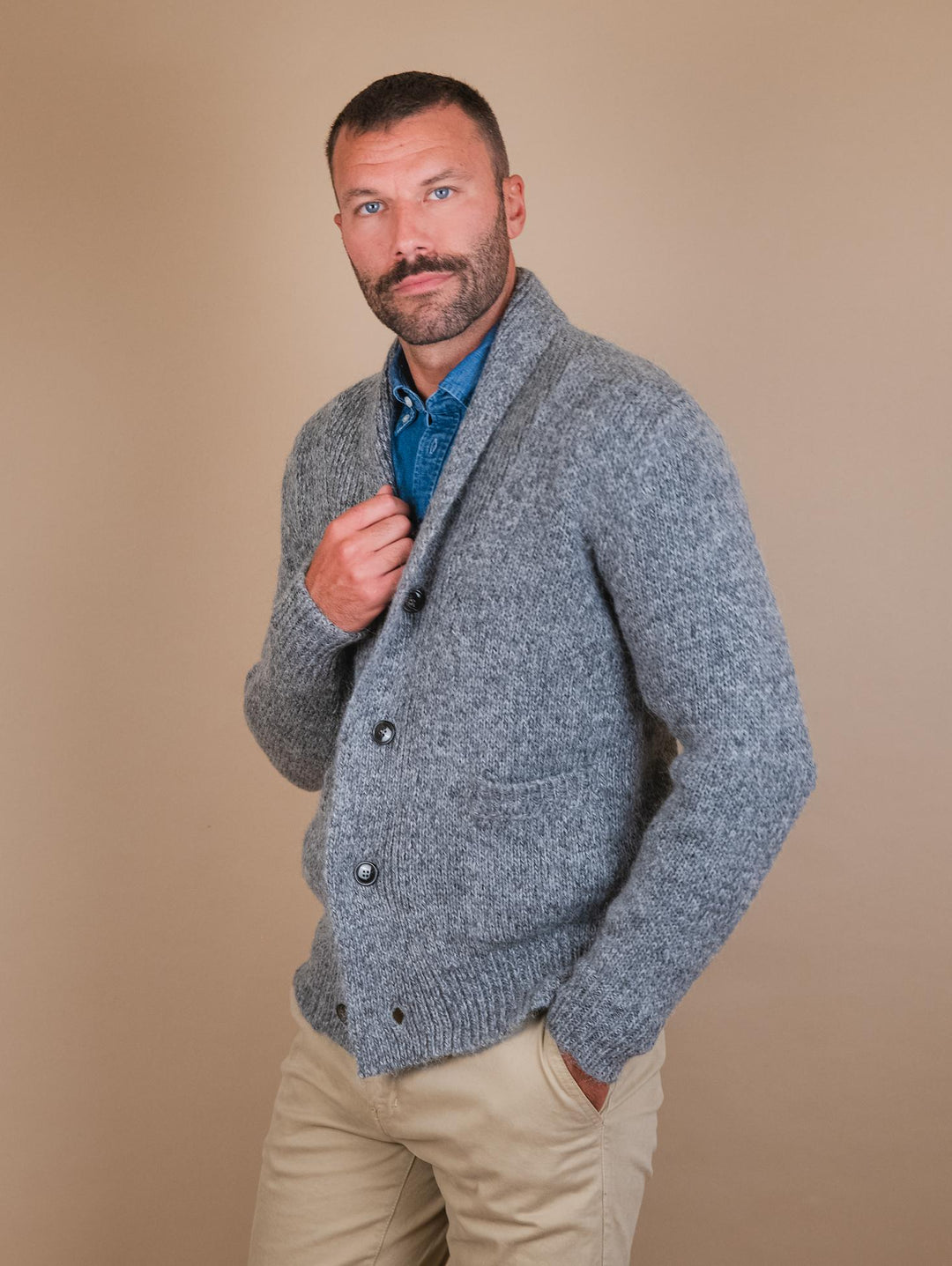 CARDIGAN IN MISTO LANA IN FANTASIA MELANGE GRIGIO