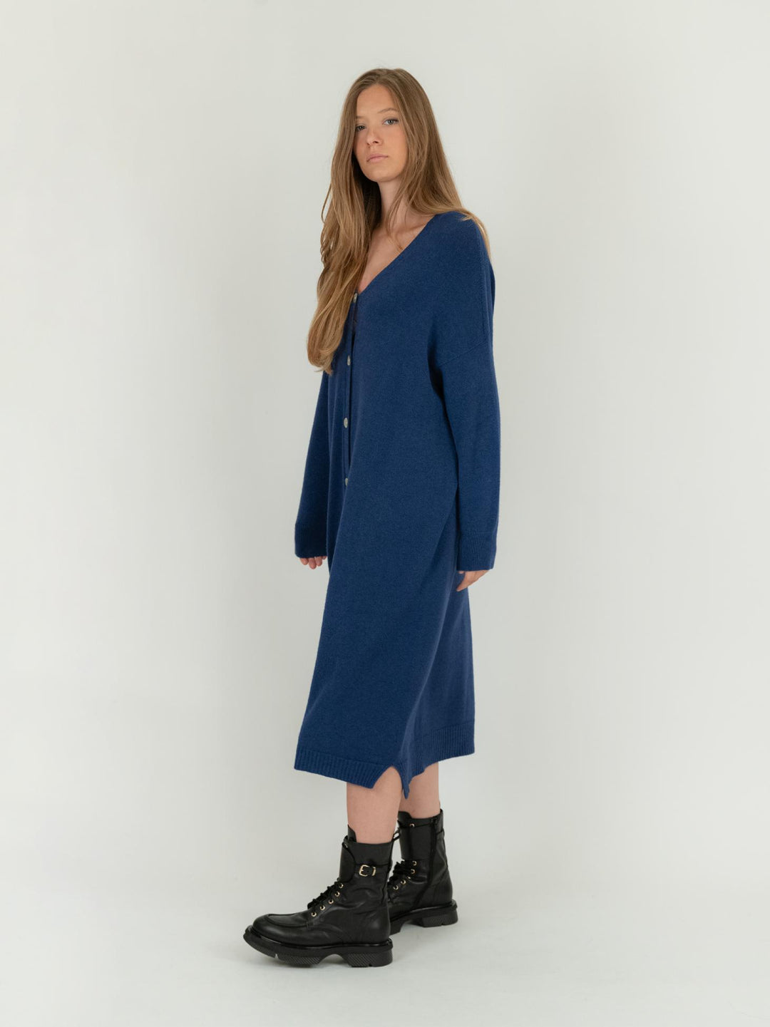 CARDIGAN LUNGO BLU