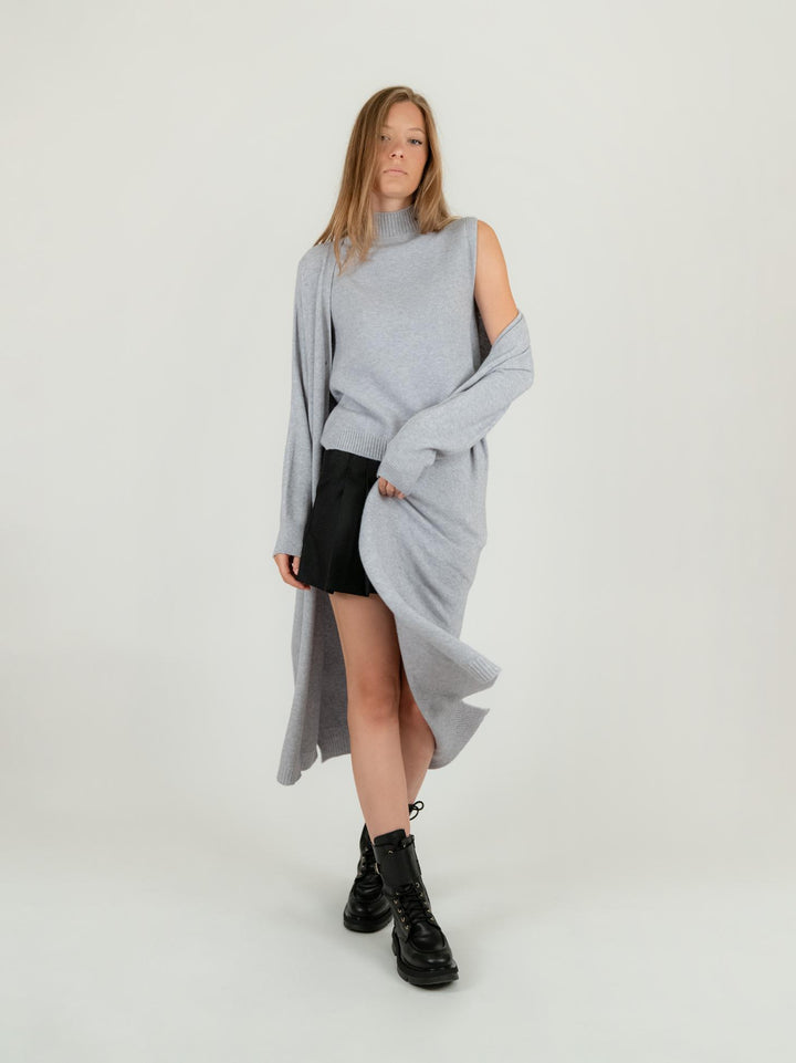 CARDIGAN LUNGO GRIGIO PERLA
