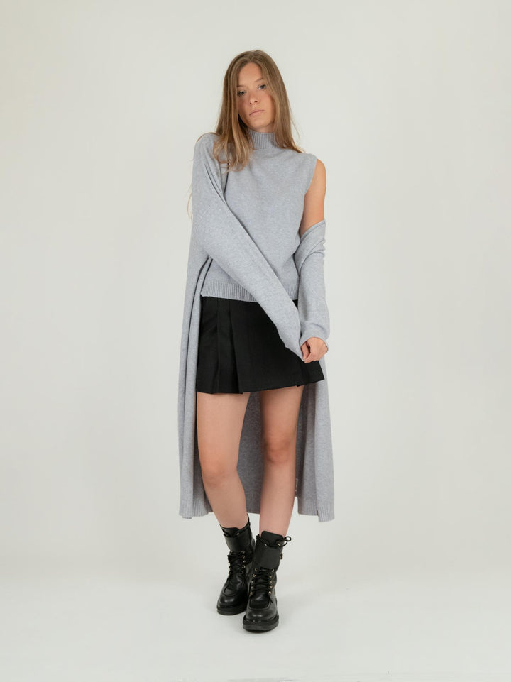 CARDIGAN LUNGO GRIGIO PERLA